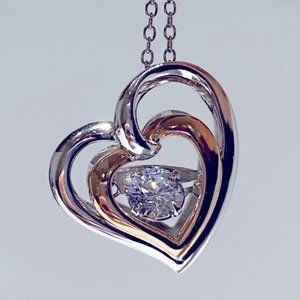 925 Sterling Silver Rose Gold Heart Love Beyonce Rihanna Pendant Necklace